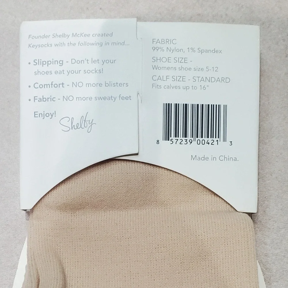 Keysocks‎ No Show Calf & Knee High Socks Cream Brown Women Standard Fit